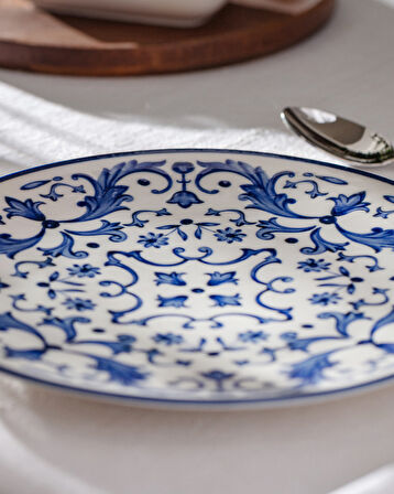 Reve Bleu Serenity Servis Tabağı - 25 cm - Mavi/Beyaz