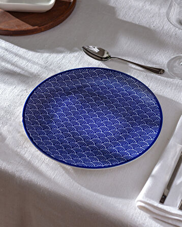 Reve Bleu Saphir Servis Tabağı - 25 cm - Mavi/Beyaz