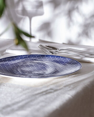 Reve Bleu Saphir Servis Tabağı - 25 cm - Mavi/Beyaz