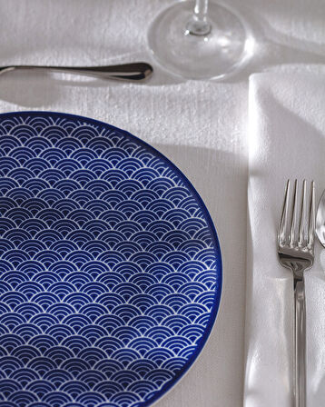 Reve Bleu Saphir Servis Tabağı - 25 cm - Mavi/Beyaz