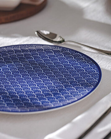 Reve Bleu Saphir Servis Tabağı - 25 cm - Mavi/Beyaz