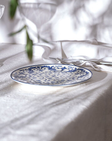 Reve Bleu Serenity Pasta Tabağı - 19 cm - Mavi/Beyaz
