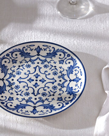 Reve Bleu Serenity Pasta Tabağı - 19 cm - Mavi/Beyaz