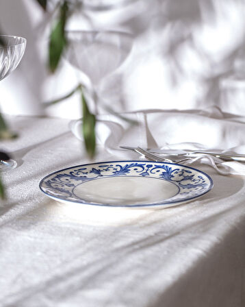 Reve Bleu Nuit Pasta Tabağı - 10 cm - Mavi/Beyaz