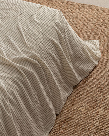 Agnes Çift Kişilik Müslin İpliği Boyalı Lastikli Nevresim Takımı - Haki