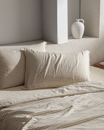 Agnes Çift Kişilik Müslin İpliği Boyalı Lastikli Nevresim Takımı - Haki