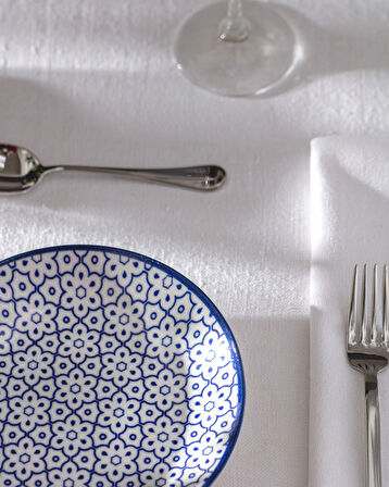 Reve Bleu Elodie Yemek Tabağı - 20 cm - Mavi/Beyaz