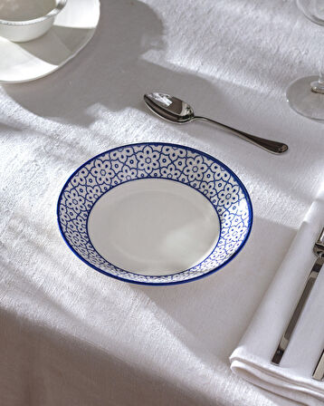 Reve Bleu Chantal Yemek Tabağı - 20 cm - Mavi/Beyaz