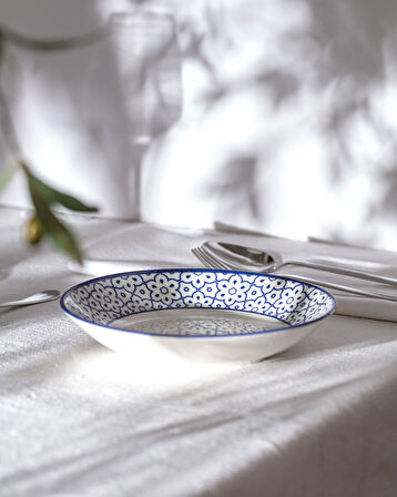 Reve Bleu Chantal Yemek Tabağı - 20 cm - Mavi/Beyaz