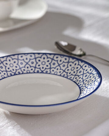 Reve Bleu Chantal Yemek Tabağı - 20 cm - Mavi/Beyaz