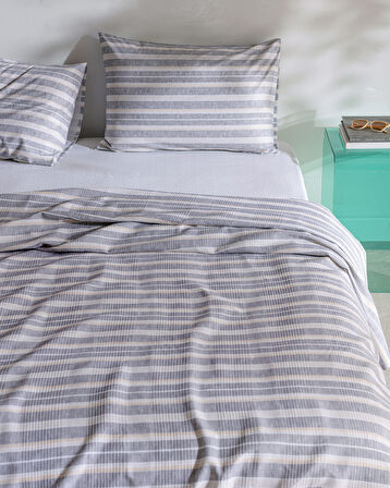 Darvell Çift Kişilik Pamuklu Ecocell Baskılı Pike Takımı - Gri/Bej