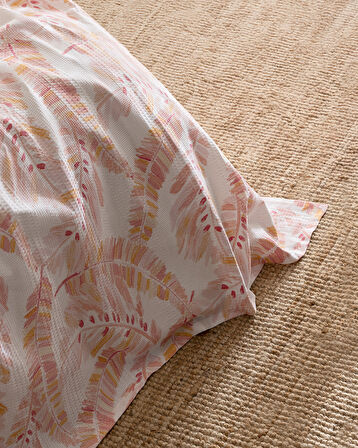 Coratte Tek Kişilik Pamuklu Ecocell Baskılı Pike Takımı - Pudra