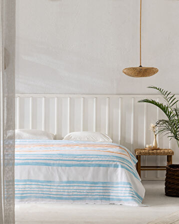 Caresse King Size Pamuklu Ecocell Baskılı Pike - Turkuaz