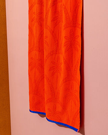 Palmie %100 Pamuk Plaj Havlusu - Turuncu - 70x150 cm