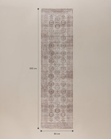 Amorel Mandala Halı - Bej - 80x300 cm