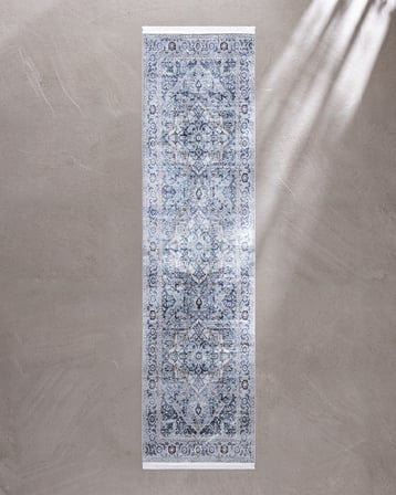Brenel Shiny Effect İpeksi Kadife Halı - Mavi - 80x300 cm