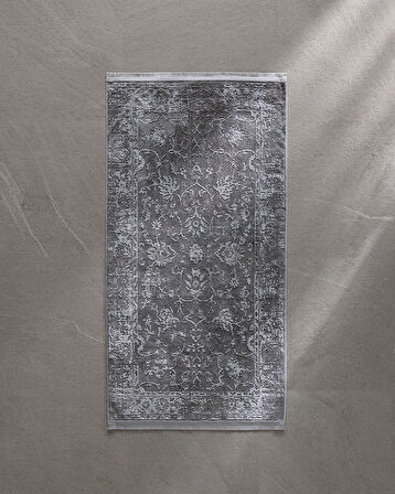 Aubane İplik Boyalı Kadife Halı - Koyu Gri - 80x150 cm