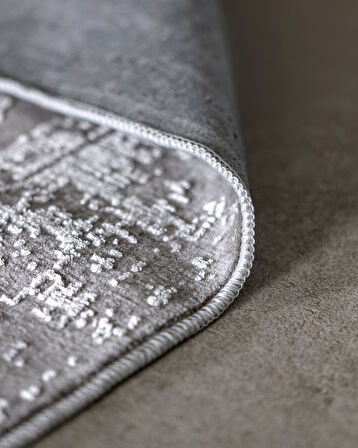 Aubane İplik Boyalı Kadife Halı - Koyu Gri - 80x150 cm