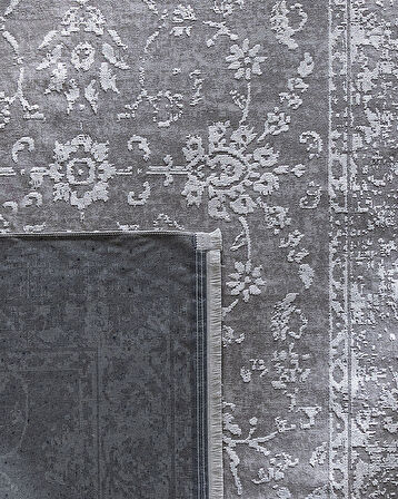 Aubane İplik Boyalı Kadife Halı - Koyu Gri - 120x180 cm