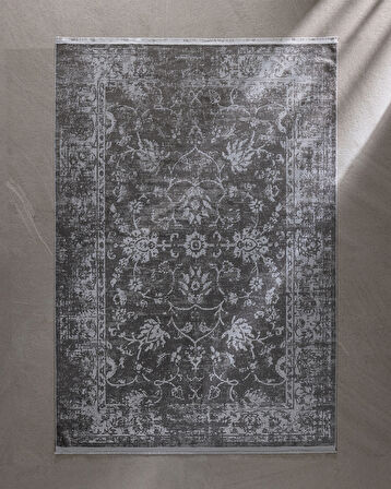 Aubane İplik Boyalı Kadife Halı - Koyu Gri - 200x290 cm