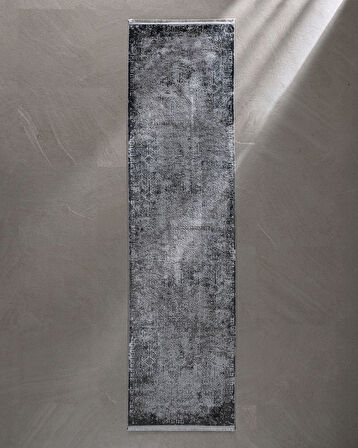 Gaspard İplik Boyalı Kadife Halı - Lacivert/Bej - 80x300 cm