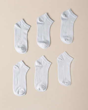 Beau 6'lı Kadın Patik - Beyaz