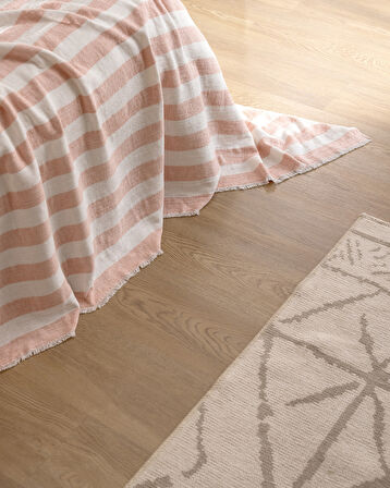 Aviral Çift Kişilik Pamuklu Yatak Örtüsü - Pudra