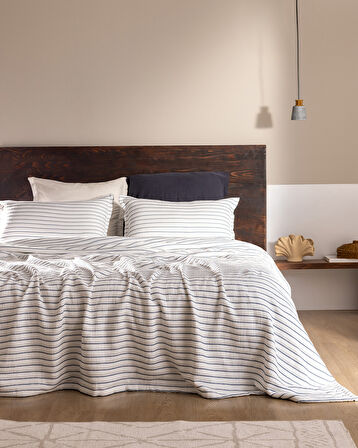 Josselin Çift Kişilik Pamuklu Yatak Örtüsü - Lacivert