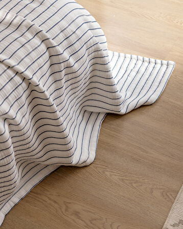 Josselin Çift Kişilik Pamuklu Yatak Örtüsü - Lacivert