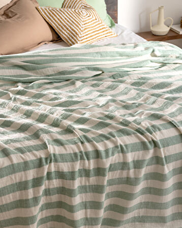Aviral Çift Kişilik Pamuklu Yatak Örtüsü - Mint Yeşili
