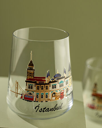 İstanbul City 2'li Su Bardağı Seti - Şeffaf
