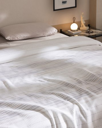 Chapeiry King Size Pamuklu Ecocell Baskılı Pike - Gri/Bej
