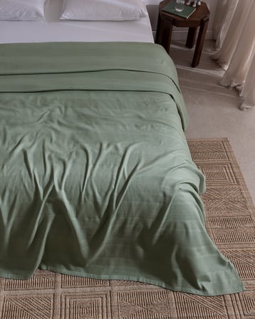 Mathilda King Size Pamuklu Ecocell Düz Pike - Haki