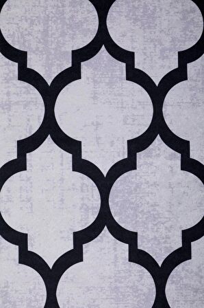 DijiDekor Maça Gri Saçaksız Dijital Oval Halı Kaymaz Yıkanabilir Yolluk