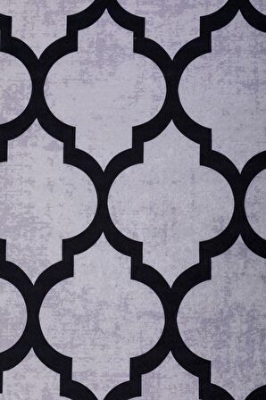 DijiDekor Maça Gri Saçaksız Dijital Halı Kaymaz Yıkanabilir Yolluk