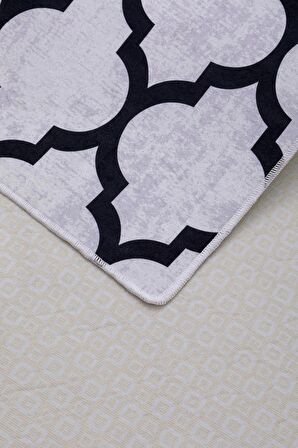 DijiDekor Maça Gri Saçaksız Dijital Halı Kaymaz Yıkanabilir Yolluk