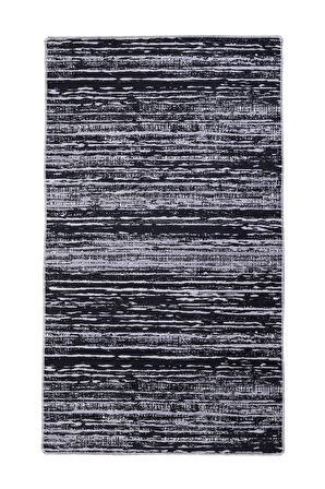 DijiDekor YM4700 Gri Siyah Saçaksız Dijital Halı Kaymaz Yıkanabilir Yolluk