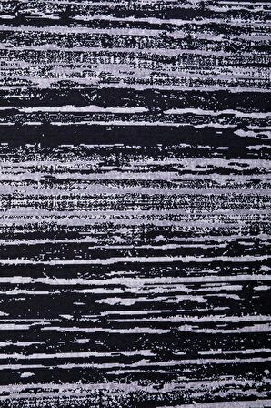 DijiDekor YM4700 Gri Siyah Saçaksız Dijital Halı Kaymaz Yıkanabilir Yolluk