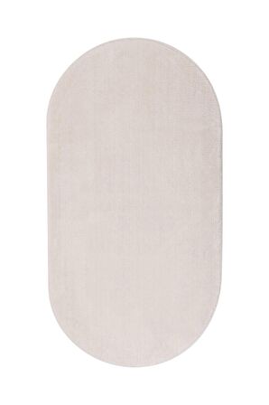 DijiDekor Açık Vizon Oval Post Dokuma Halı Peluş Yumuşacık Kaymaz Antibakteriyel 100X150