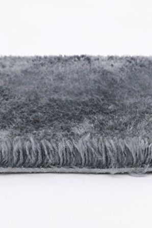 DijiDekor Koyu Gri Mürdüm Oval Post Dokuma Halı Peluş Tavşan Tüyü Hissi Antibakteriyel