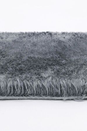 DijiDekor Koyu Gri Şekilli Post Dokuma Halı Peluş Tavşan Tüyü Hissi Antibakteriyel