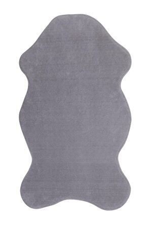 DijiDekor Açık Gri Şekilli Post Dokuma Halı Peluş Tavşan Tüyü Hissi Antibakteriyel