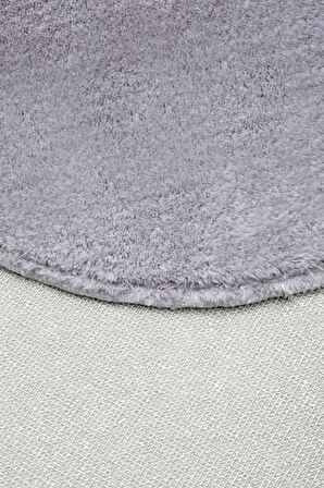 DijiDekor Açık Gri Şekilli Post Dokuma Halı Peluş Tavşan Tüyü Hissi Antibakteriyel