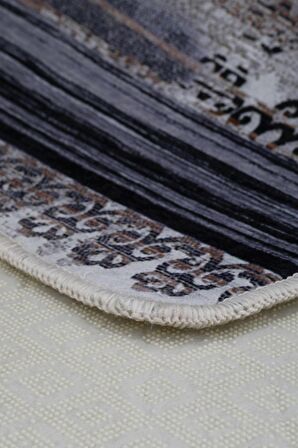 DijiDekor Köln Kahve Saçaksız Dijital Halı Kaymaz Yıkanabilir Yolluk