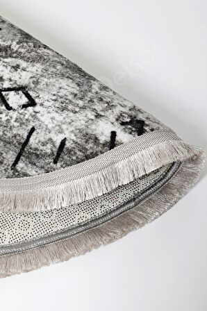 DijiDekor Delüxe İskandinav Gri Saçaklı Oval Halı Yeni Model Salon Halısı