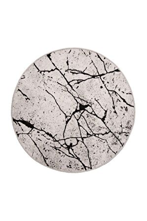 DijiDekor Mermer Gri Yuvarlak Halı Kaymaz Yıkanabilir Antibakteriyel Antistatik 