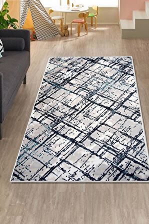 DijiDekor Trend Mavi Halı Kaymaz Yıkanabilir Antibakteriyel Antistatik 