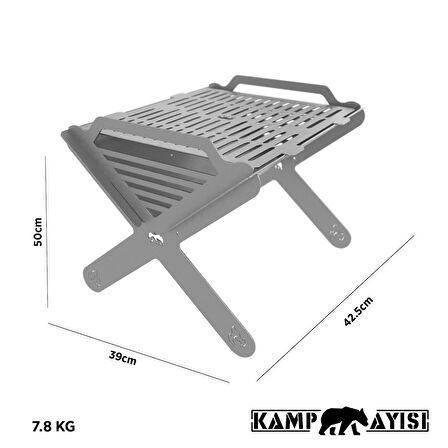 Kamp Ayısı® X-Mangal™: Çelik Mangal Katlanabilir Izgara Çantalı, Taşınabilir, Dayanıklı, Hızlı Kurulum 