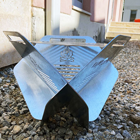 Kamp Ayısı® CampyTri Grill Max™: Katlanabilir Izgara Mangal - 2mm Galvaniz Çelik, Taşıma Çantalı Özel Tasarım 