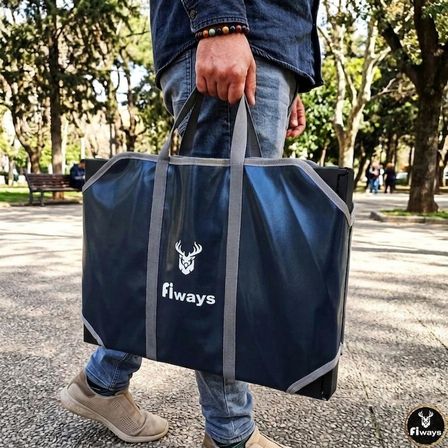 FiWays AXIS™ V2 Mat Siyah Metal Kamp Masası, 1mm Çelik Gövde, Profesyonel Katlanır Çantalı Outdoor Sehpa 